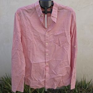 H&M Red Casual Button Down Shirt with Relaxed Fit